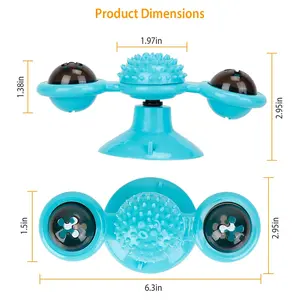 Windmill Cat Toy Turntable Interactive Teasing Pet Toy Wall Mount Turning Tickle Scratch Hair Brush Cat Toy with Catnip Light Ball