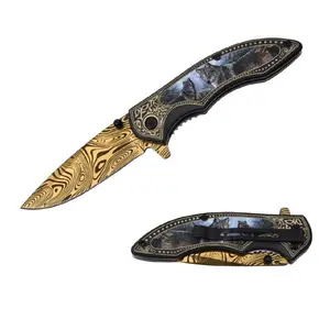 Picturesque Wolf Theme Decorative Pocket Knife Collectable Gift
