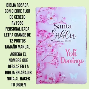 Biblia Personalizada Rosa Flor de Cerezo - Con Cierre RV1960