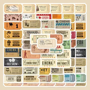 81pcs Retro Movie Ticket Series Graffiti Sticker, Waterproof Sticker For Laptop, Guitar, Water Bottle, Skateboard, Stickers Kit