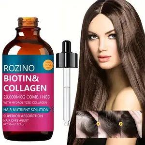ROZINO Hair Serum with Biotin & Collagen 20000MCG Comb Ned Hair Nutrient Solution for Superior Absorption 30ml Hydrolyzed Collagen
