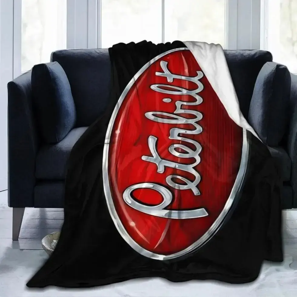 Retro Peterbilt-Themed Print Buttery Soft Flannel Blanket, Warm Multi-Purpose Throw for Living Room Office Sofa, Halloween Christmas Gift, Buttery Soft Blankets