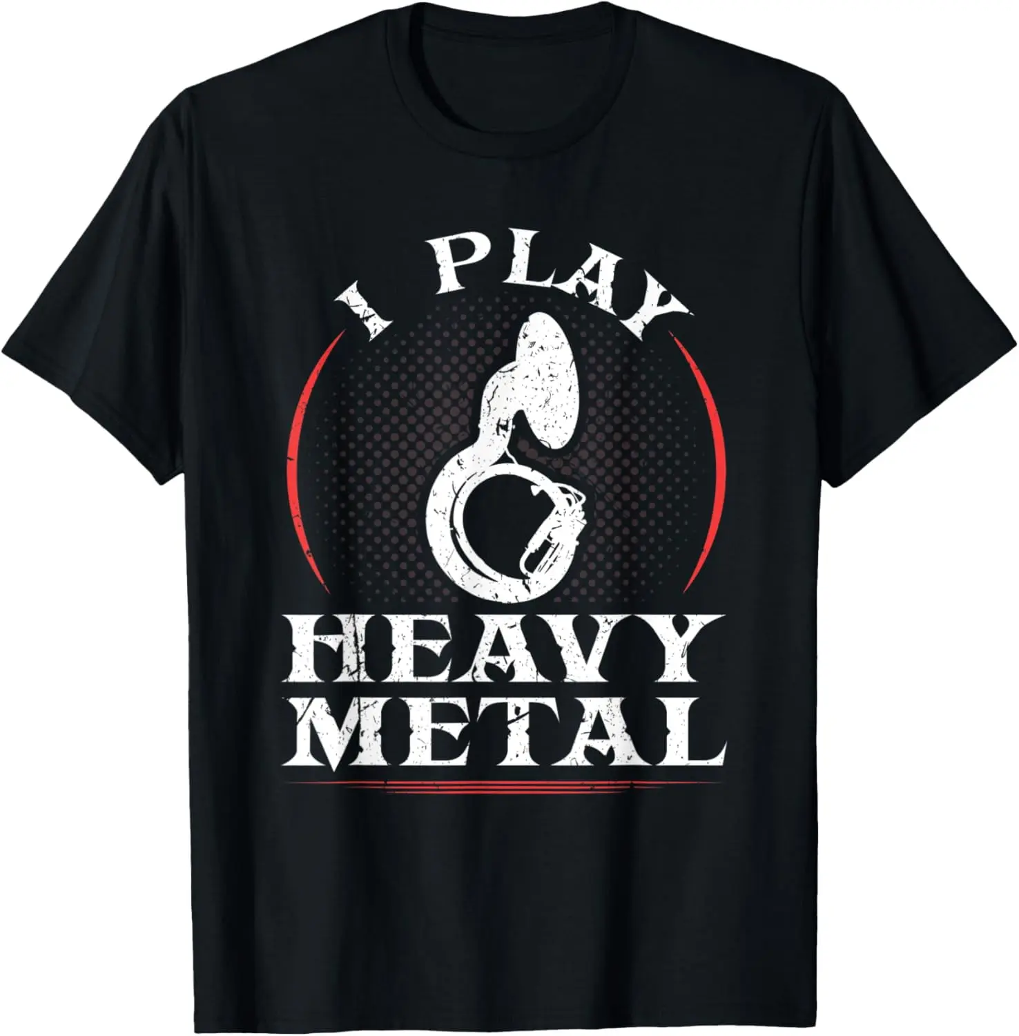 Women's Graphic T-Shirt, Funny 'I Play Heavy Metal' Sousaphone Print, Vintage Distressed Casual Shortsleeve Streetwear Top, Tshirt