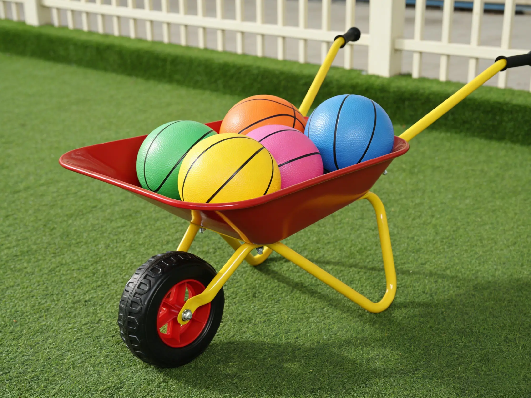 Children's metal wheelbarrow, children's heavy wheelbarrow,Maximum load capacity: 33LBS, metal structure wheelbarrow, steel tray, can be used in gardens, loading leaves, soil, sand, etc. (red)