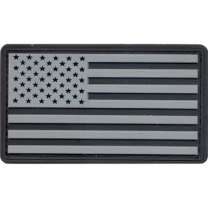 Silver  Black - PVC US Flag Patch with Hook Back