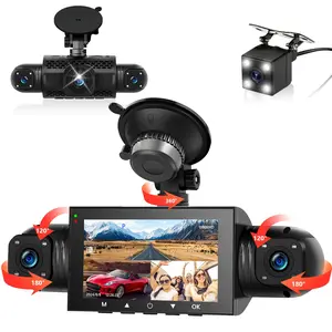 360° Dash Cam 4 Channel 3" IPS Touchscreen with 8 IR Night Vision, Loop Recording, G-Sensor & 24 Hours Recording