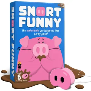 Funny You Laugh You Lose Party Game, Family Games for Kids and Adults with 150 Challenge Cards, 5 Pig Snouts & Mud Tokens, for Friends & Family, 4-8 Players, Ages 8+