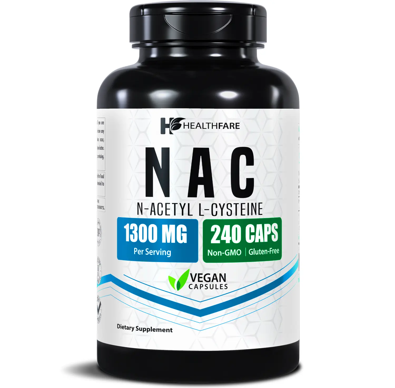HealthFare NAC N-Acetyl L-Cysteine Supplement | 1300mg High Potency | 240 Vegan Capsules | Respiratory & Antioxidant Support, Cellular Energy & Liver Support | Non-GMO, Gluten-Free, Made in USA
