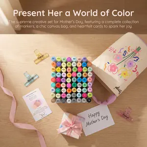 Bianyo Basic 72 Alcohol Brush Markers Set, Brush & Fine Tips, Smooth Ink No Streaking, Includes Plush Marker Bag, 3 Jelly Clips & 1 Emotional support card, Coloring Kit, Mother’s Day Gift tiktokshopspringglowup