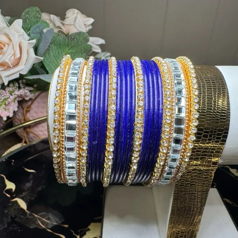 Metal Bangles - Silky Colorful Metal Bangles Sets Size 2.6 Inch with Variety of Designs and Colors