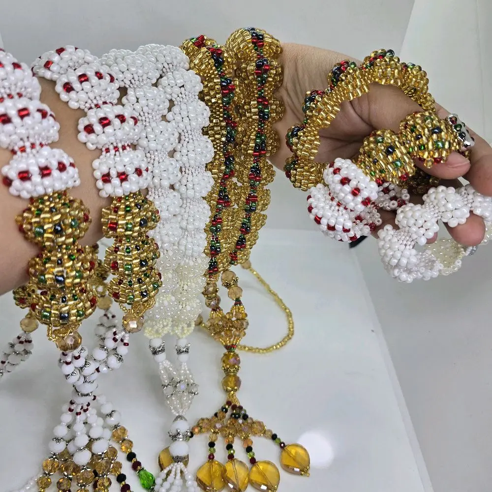Set of Orishas Pulsera and Collar with Beads and Tassels for Traditional Wear
