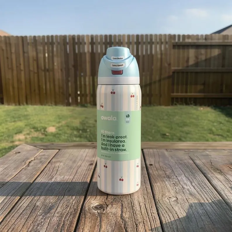 Owala x Peanuts Snoopy Water Bottle –blue & Green Stainless Steel Tumbler with Built-in Straw