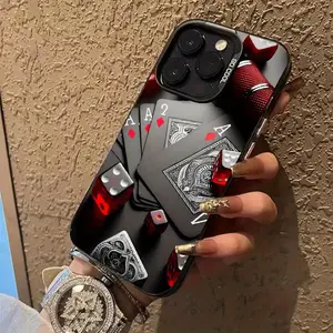 Ultra-Thin Shockproof TPU Poker Phone Case for iPhone 7, 8 Plus, X, XR, XS MAX, 11, 12 Pro, 13, 14, 15 Plus, 16 Pro Max Veneer Hard Cover
