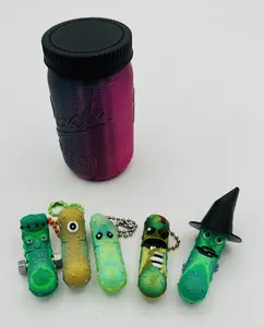 Halloween Monster Pickle Keychains - Tickles, the Articulated Pickle - 5-pack Jar