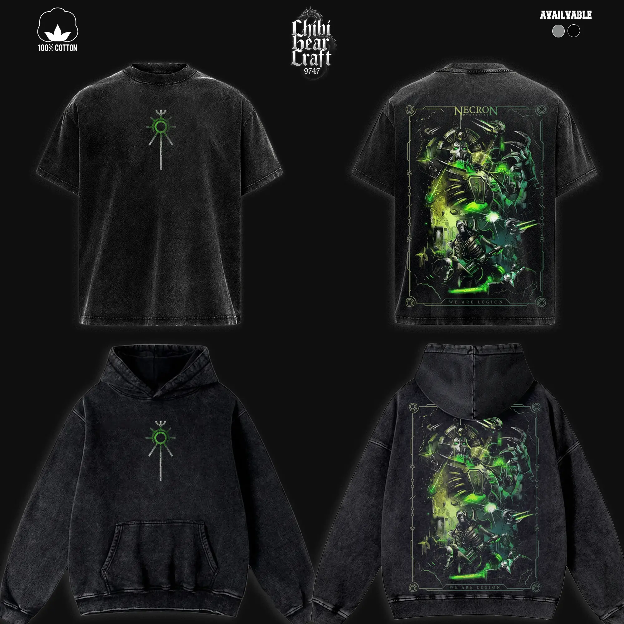 Warhammer 40K Necrons Shirt Undead Cyborg Vintage Washed Oversized Hoodie Retro Gaming We Are Legion Graphic Tee Faded Streetwear Y2K Cyber Goth Merch Gift For Game Fan