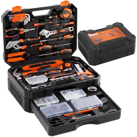 Sweetcrispy Auction-Ready 330-Piece Rust-Proof Carbon Cr-V Steel Tool Kit, Portable All-in-1 Home Repair Tool Box with Pull-Out Drawer for DIY Maintenance & Auto Repair, Portable All In 1 Tool Kits