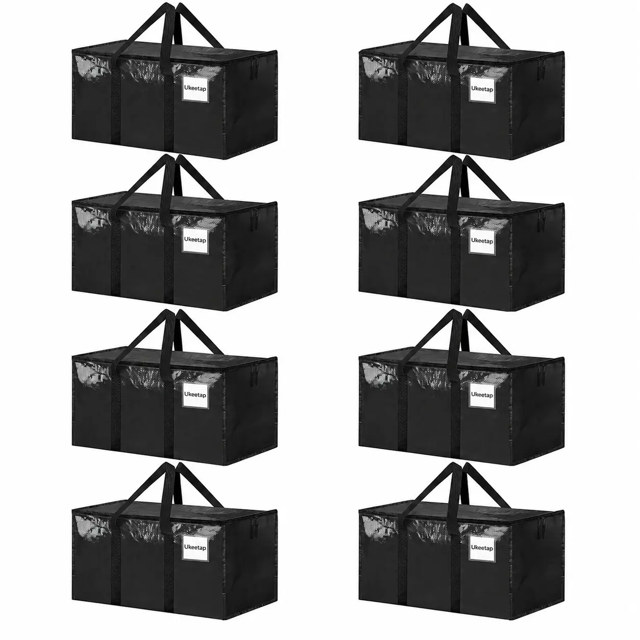 8 Pack Extra Large Heavy Duty Moving & Storage Bags with Lids, Reinforced Handles, Heavy-Duty Zippers, (Clear, Black, Blue, Pink) for Clothes Packing, Dorms