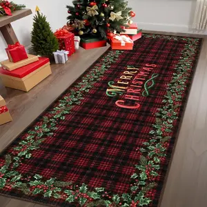 Christmas rug, 1 count Christmas runner rug, Aisle carpet, Christmas decoration rug, Non-slip Washable Corridor Rug,soft comfortable area rug, Christmas Gift, suitable for Corridor bathroom, living room bedroom bedside, kitchen, Hallway,runner，aisle