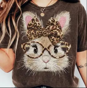 Happy Easter Bunny T-shirt, Retro Leopard Bunny, Easter Bunny Coquette, for men and women, ideal Easter gift. R20