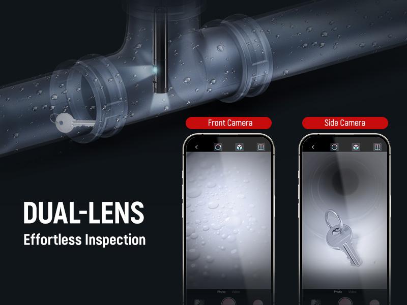 Dual Camera Borescope with HD Screen, IP67 Waterproof Inspection Camera for Auto, Pipe & Home Repair Dual Camera Borescope with HD Screen, IP67 Waterproof Inspection Camera for Auto, Pipe & Home Repair