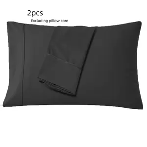 2pcs black Pillowcases, Plain Polyester  Pillow Covers for All Seasons, Soft and Cozy Bedding Accessories, Bedding Supplies
