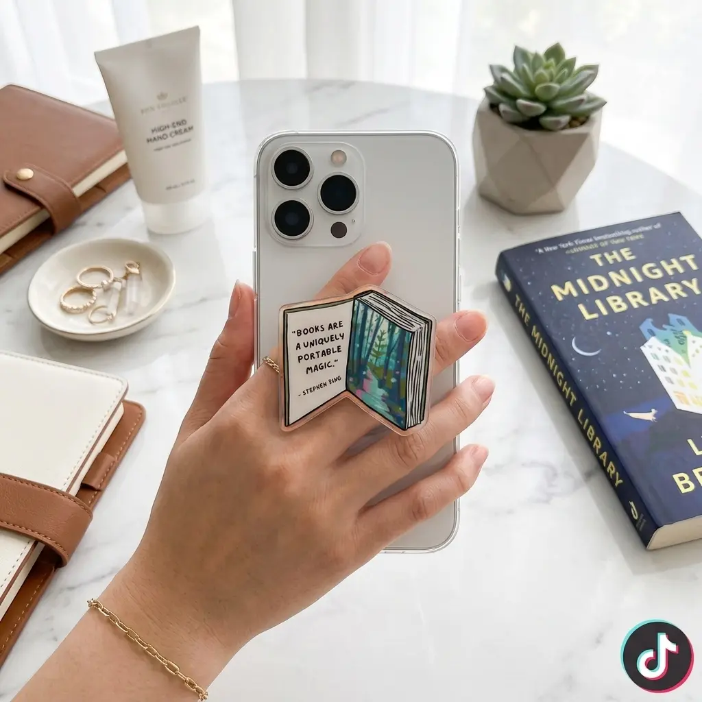 Books Are Magic Phone Grip, Book Lover Phone Holder Stand, Reader Gift, Bookish Aesthetic Mobile Support, Fantasy Reading Case Accessory For Her