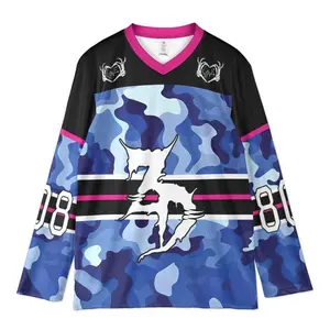 Zeds Dead Rave Jersey, Blue Camo Hockey Shirt, Festival Outfit For Bass Music Fans
