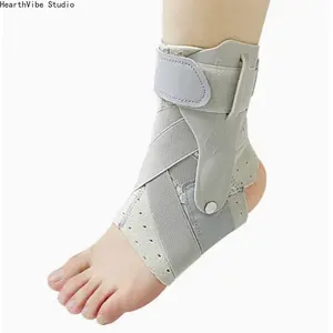 Rigid Ankle Brace for Sprain Prevention - Adjustable Compression Ankle Support Guard with Stabilizing Side Plates - Breathable Non-Slip Foot Stabilizer Wrap for Men & Women