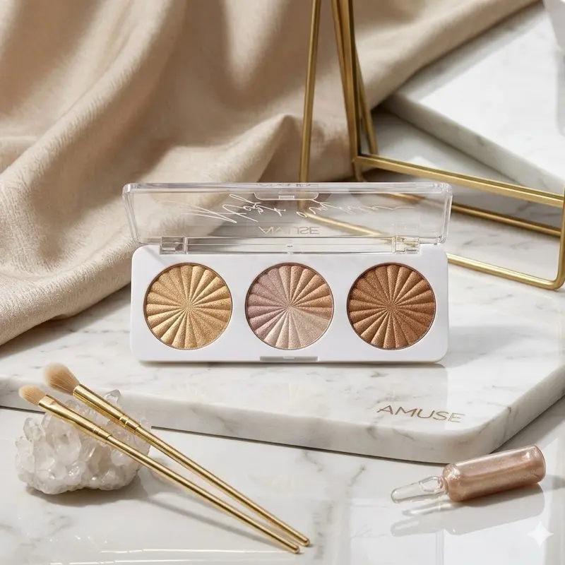 Amuse Highlighter Cosmetic, Lightweight Metallic Formula, Blendable, Radiant Luminous Shimmer Makeup for Glowing Complexion