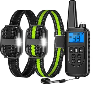 1/2pcs 3000Ft Dog Training Collar With Remote, Adjustable Nylon Strap, Dog Shock Collar With Beep, Vibration, Shock, Light, Electric Dog Collar Set For Small Medium Large Dogs (5-150lbs) dog training collar