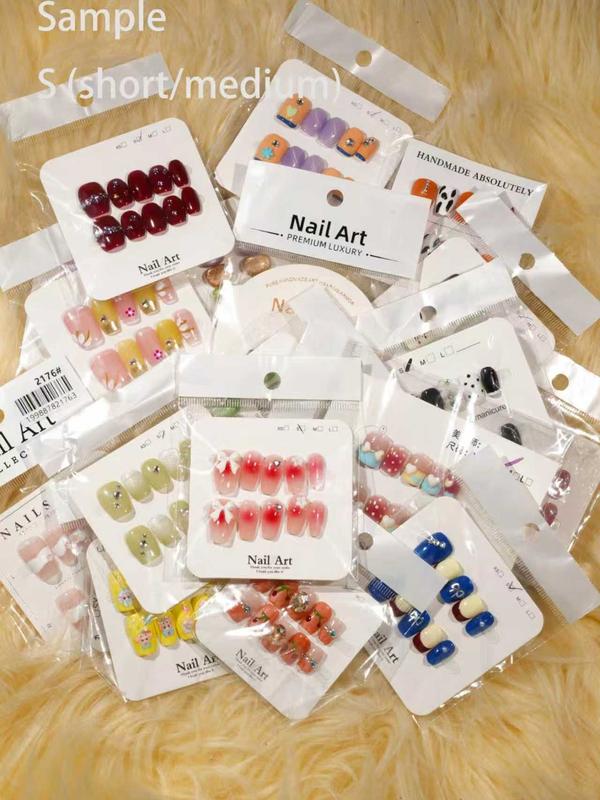 Loris:20sets handmade press-on nails selectable size and length random style