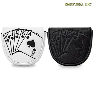 1pc Putter Head Cover, Playing Card Pattern, Magnetic Closure PU Shell, Soft Fleece Lining, and Available, Golf Accessories, Golf Gear, Golf Gift Accessory