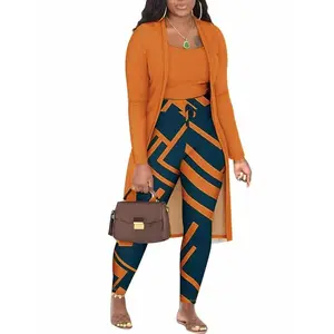 Women's 3 Piece Outfits Ribbed Sleeveless Kimono Cardigan Cover Up Tank Crop Tops Bodycon Shorts Tracksuit Lounge Sets Casual Ribbed 3-piece Set Crop Top High Waisted Drawstring Pants Long Cardigan Women's Clothing