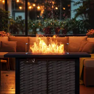 Walsunny 43" Propane Fire Pit Table 50,000 BTU Steel Gas Fire Pit with Removable Lid & Waterproof Cover