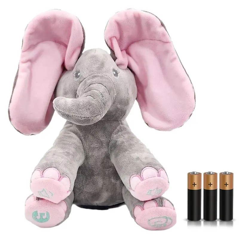 Kaia Elephant Stuffed Animal Toy - Animated Plush Pink Singing Elephant, Interactive Musical Peek-a-Boo for Babies, Kids, for Toddlers, Ages 3 months and Up (Battery Included)