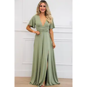 Simple Slit Maxi Dress: Sage