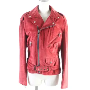 Pre-owned Loewe Others Small Leather Goods Anagram Leather Jacket Double Breasted Red