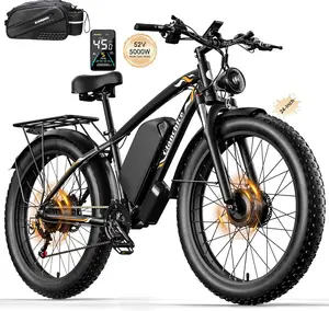 Peak 5000W Dual Motor Electric Bike Long Range Ebike for Adults 40-45MPH 100 Miles, Fat Tire Electric Bike 24Inch, 52V 32AH Commuter Electric Bicycles Ebike for Men Women, Hydraulic Disc Brake