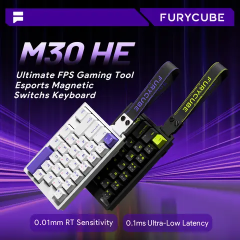 【New】FURYCUBE M30 HE Wired Mechanical Keyboard with Magnetic Switch, 30% Compact Layout, 0.01s RT Extreme Response, RGB Backlight, Web Driver, 8000Hz Polling Rate, Enhanced Performance for FPS Gaming & Esports Games, PC Accessory