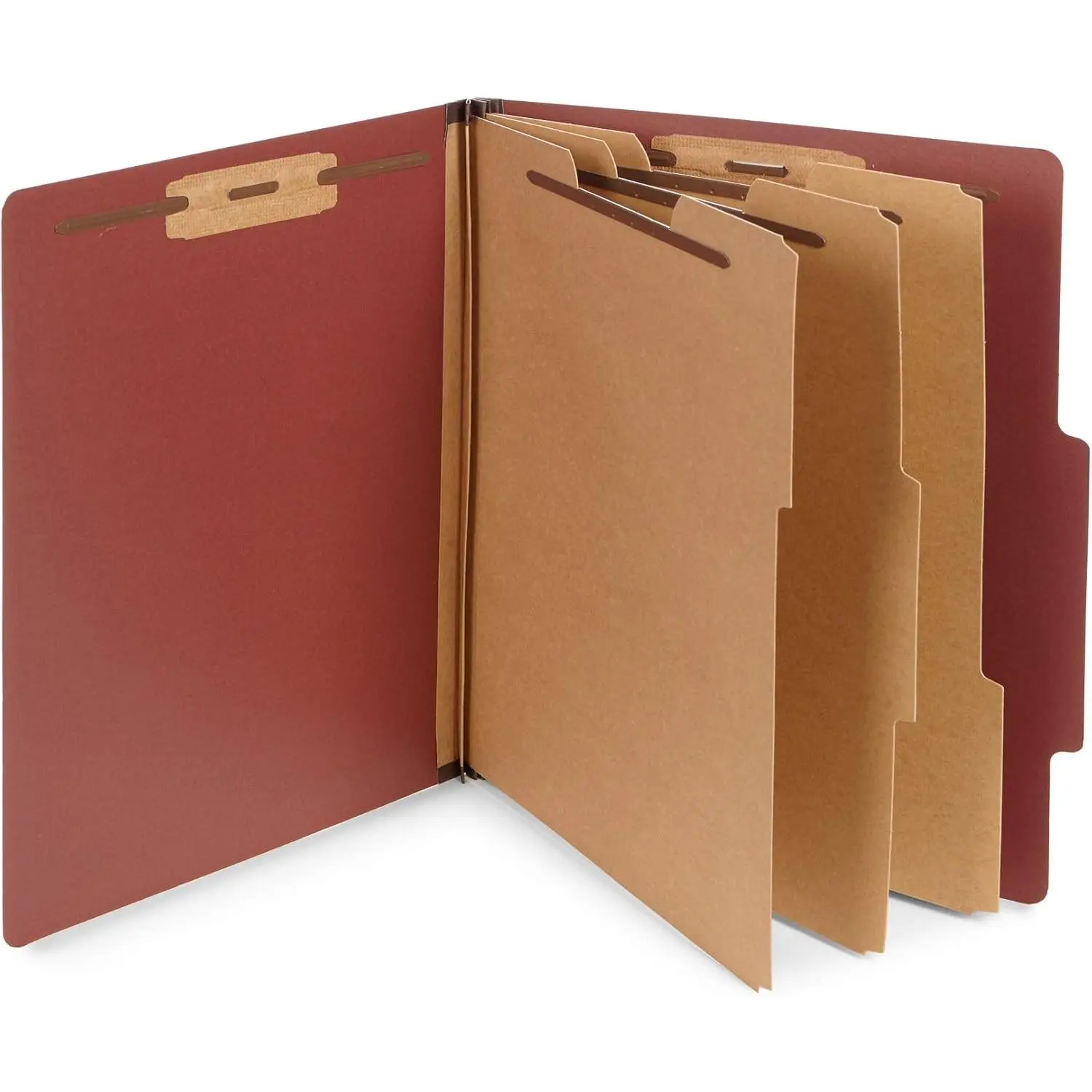 Brick Red Classification Folders 10-Pack, Letter Size with 3 Dividers, 8 Sections & 2-Inch Expansions for Home Office Party Organization Supplies