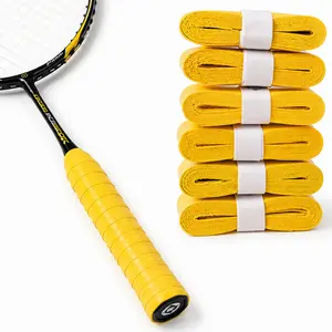 Yellow Badminton Grip Tape, Non-Slip PU Overgrip with Moisture-Wicking Surface, Comfortable Grip for Better Racquet Control