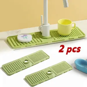 Faucet Splash Silicone Pad Multipurpose Toilet Soap Storage Slope Design Rapid Drainage Kitchen Foldable Drainage Antislip Mat bathroom essential sink protector drain board guard
