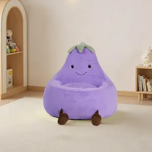 Eggplant Portable Lazy Sofa, Comfy Floor Chair for Living Room & Bedroom, Parent-Child Lounge Seating