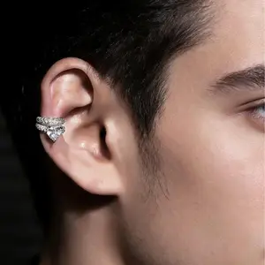 UURiel Double-Layer Heart-Shaped Zirconia Couple's Ear Cuffs for Men and Women - Fashionable Jewelry Gift