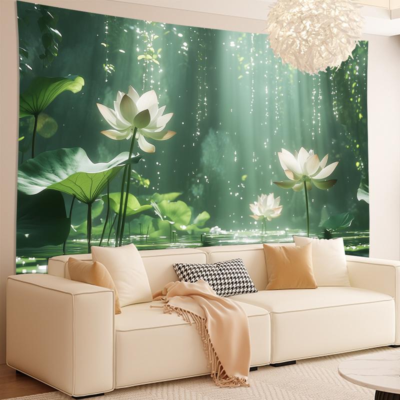 1 Elegant 3D for Lotus Flower Wall Tapestry - Vibrant Polyester Decor with Realistic Water Effect for Living Room, Bedroom, Office, Party - Perfect Creative Gift, No Power Needed, Tranquil Decoration |     Serene Ambiance |     Polyester Fabric