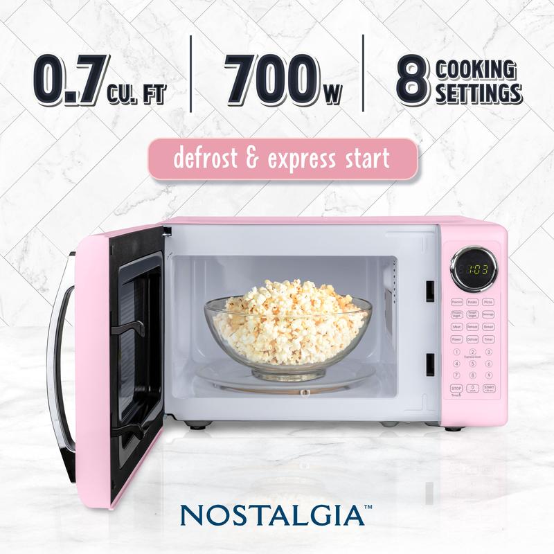Nostalgia Retro 700W Microwave Oven – 0.7 Cu Ft Capacity