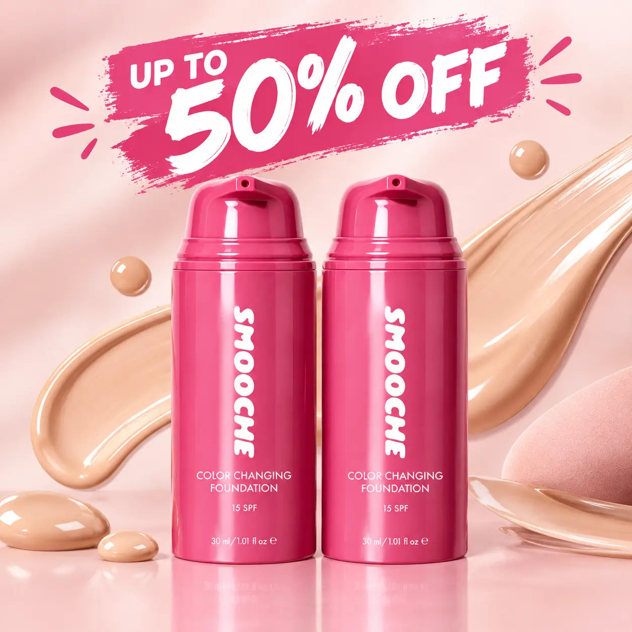 [UP TO 50% OFF]Smooche Color Changing Cosmetic Pack - Daily Use Adjustable Tint Concealer, 24H Long-Wear SPF, Flawless Base,Adaptive Color Foundation,  Adaptable Shade