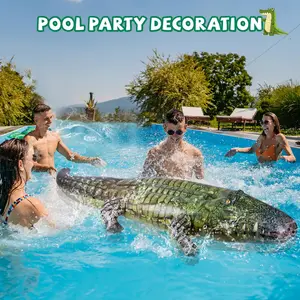 84" Giant Inflatable Alligator Pool Float, Fun Summer Pool Party Ride-On Toy, Perfect for Kids and Adults, Durable and Safe Design