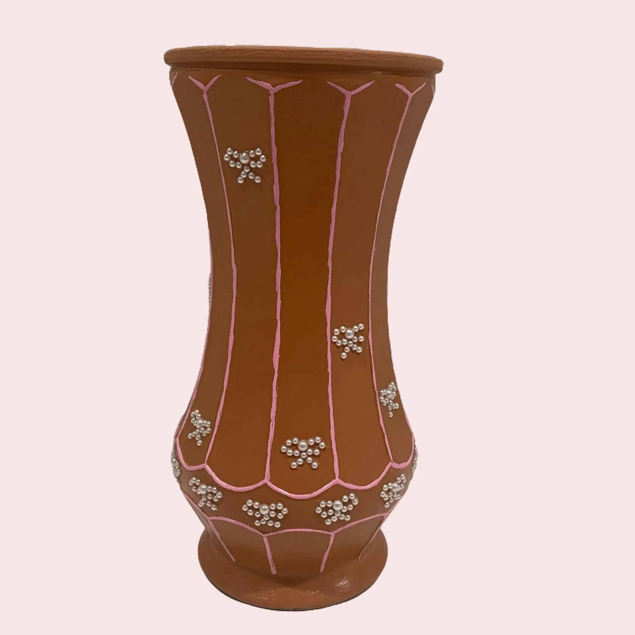 Coquette Pearl Vase - Glam Decor with Elegant Pearl Accents & Pink Accents Design