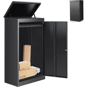 Package Delivery Boxes for Outside,  Black Parcel Drop Box with Coded Lock, Made of Steel Mailbox with  Anti- Function, Not Easy Deformed for , Porch, Business, Curbside